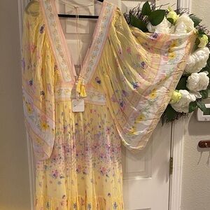 Fillyboo Yellow Floral Maxi Dress with Pink and Blue Accents